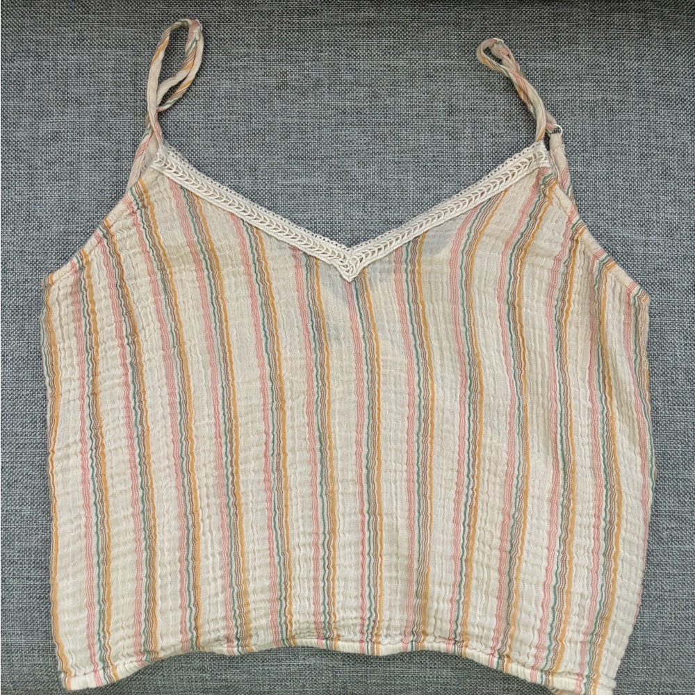 Aerie Tan Cream Ribbed Camisole Top